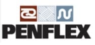 Penflex logo with three abstract geometric symbols above the company name in black text