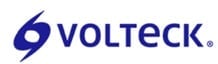 Volteck company logo featuring a blue stylized lightning bolt symbol with the word Volteck in dark blue text