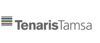 Tenaris Tamsa logo with horizontal striped design in green and blue