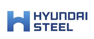 Hyundai Steel logo featuring blue H symbol with company name in capital letters