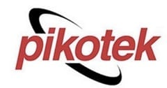 Pikotek logo with red text and black swoosh design element