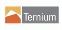Ternium company logo featuring an orange mountain peak icon next to gray text