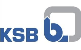 KSB company logo featuring blue letter b with rounded square outline