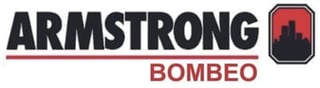 Armstrong Bombeo logo with black text and red rectangular icon featuring a building silhouette
