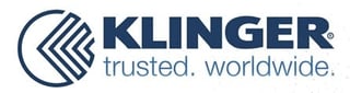 Klinger company logo with circular geometric design and tagline trusted. worldwide.