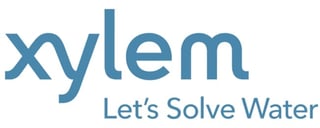 Xylem company logo with tagline Lets Solve Water in blue text