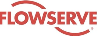 Flowserve corporation logo in red with curved design elements